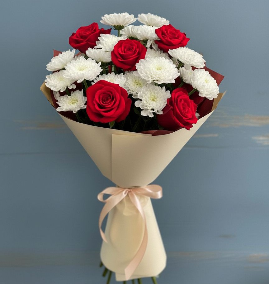 Букет цветов из: Розы и Хризантемы в Острогожске