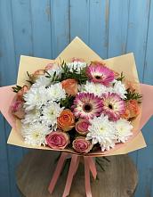 Букет цветов из:  Розы, Герберы и Хризантемы в Острогожске