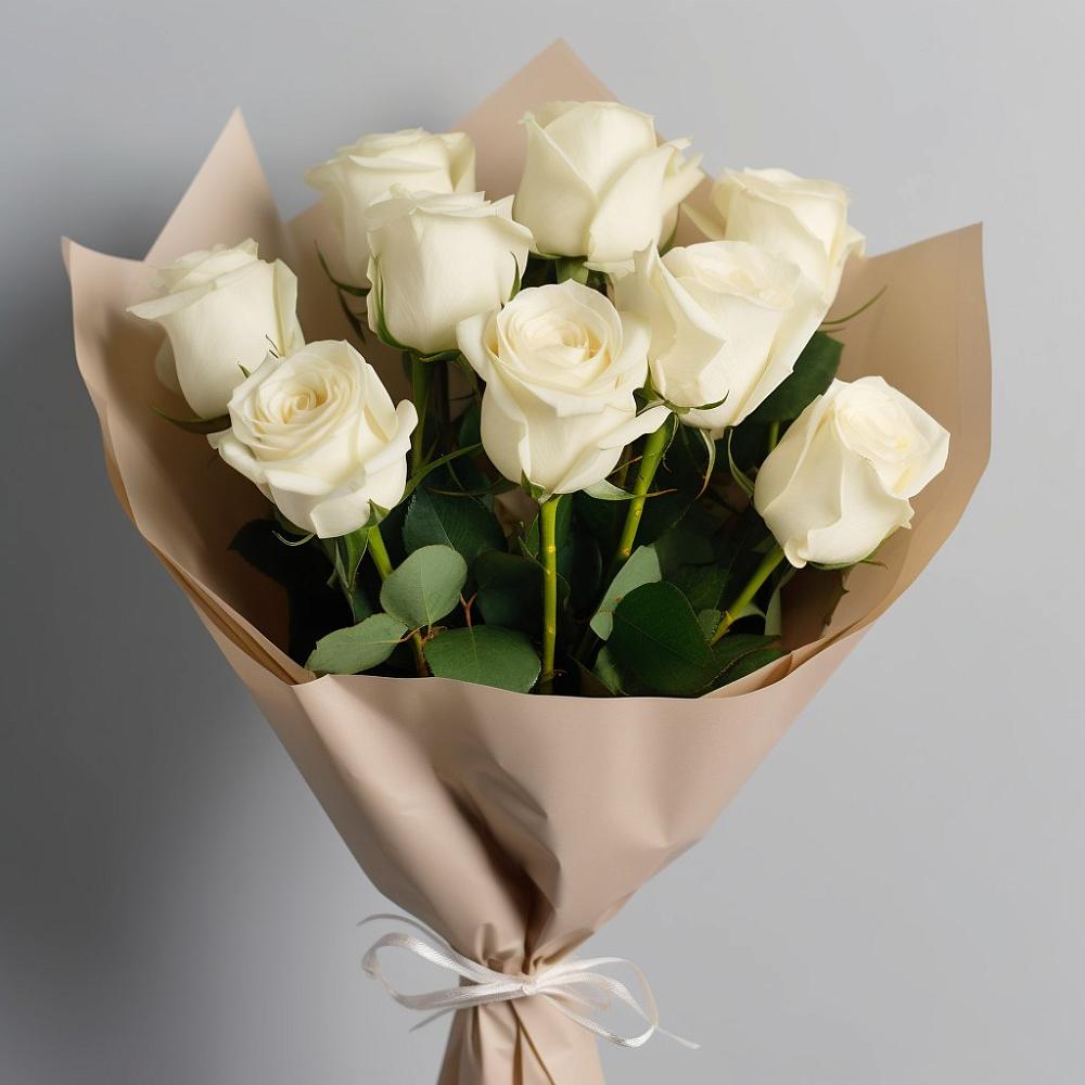 Букет 9 Белых роз Эдлесс Лав в Острогожске