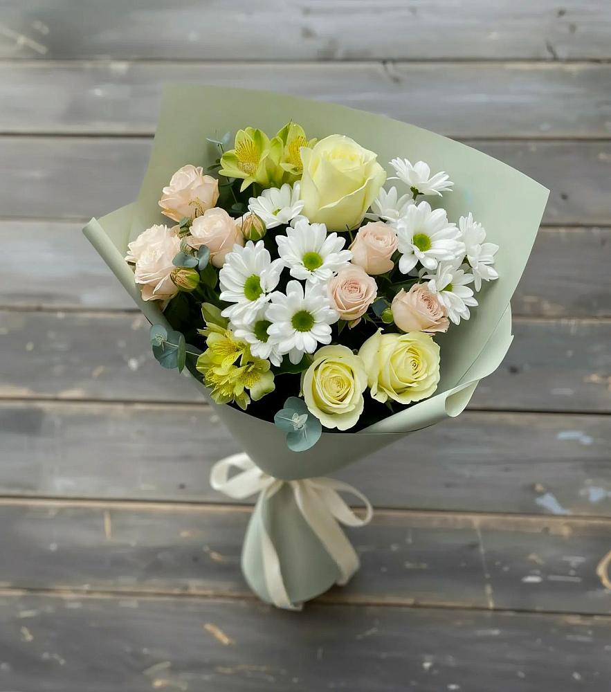 Букет цветов из: Альстромерии, Розы и Хризантемы в Острогожске