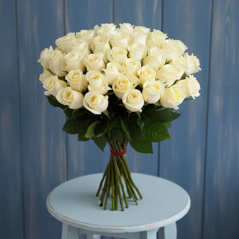 Букет 51 Белая роза Эдлесс Лав в Острогожске