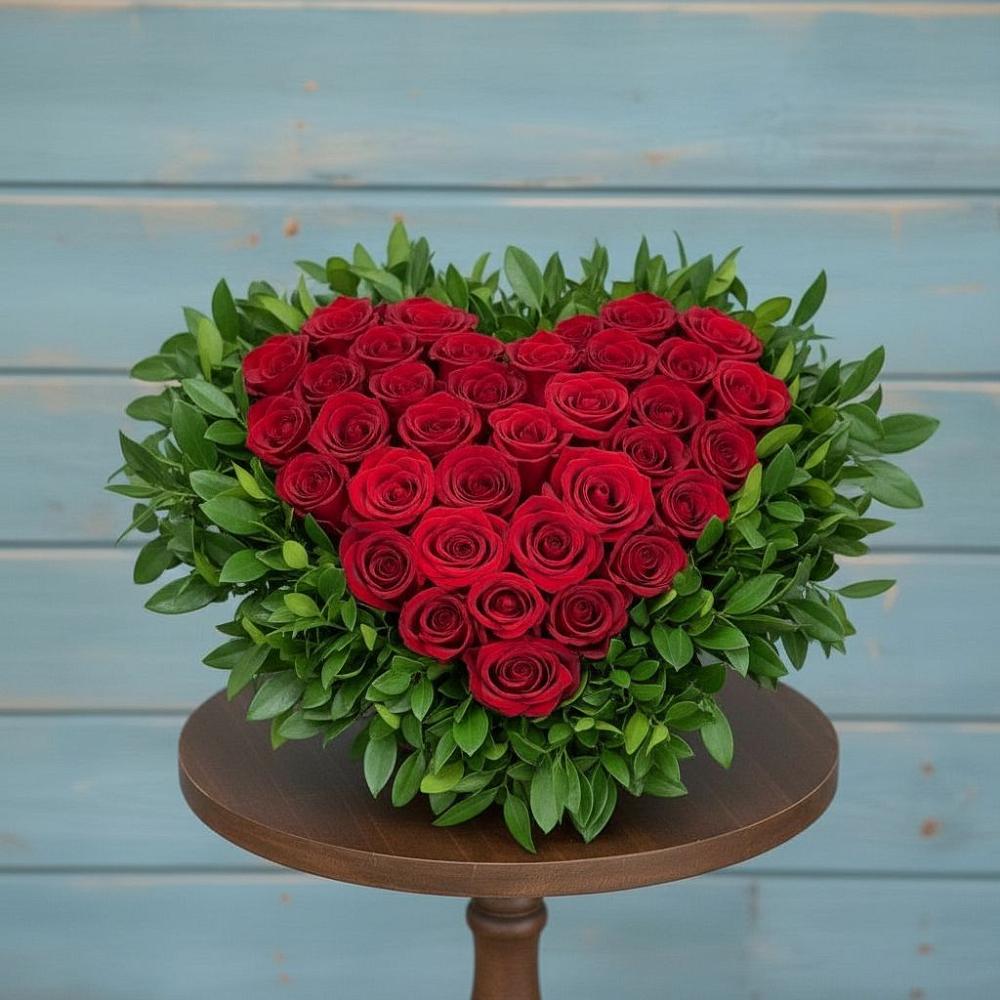 Цветочная композиция из Розы в виде сердца в Острогожске