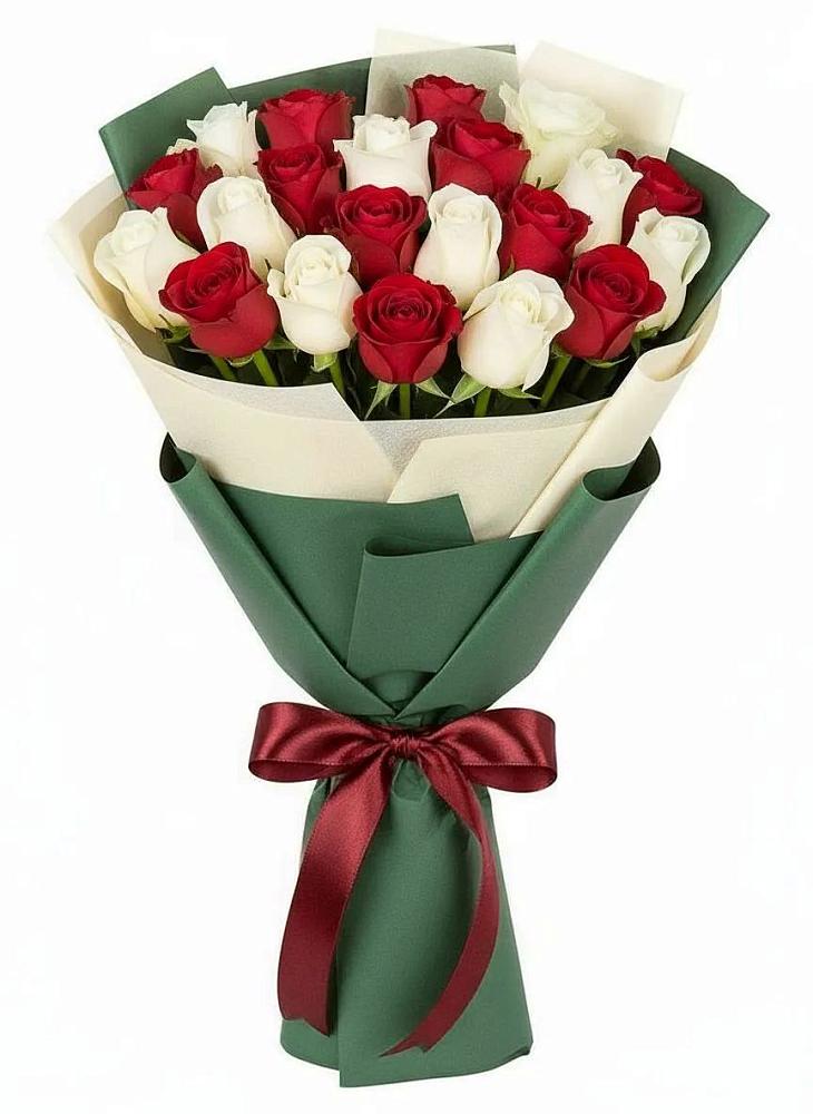 Букет Микс из красных и белых роз в Острогожске