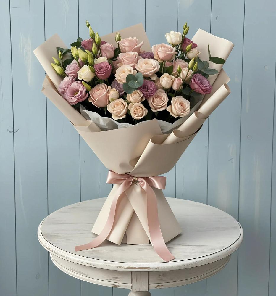 Букет цветов из: Розы и Лизиантусы в Острогожске