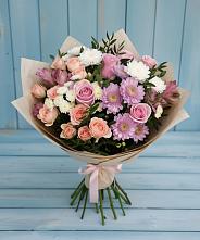 Букет цветов из:  Хризантемы, Розы и Альстромерии в Острогожске