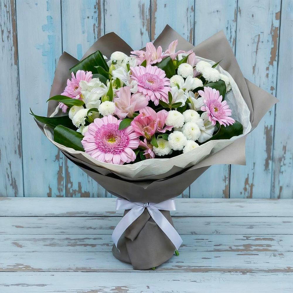 Букет цветов из: Герберы, Альстромерии и Хризантемы в Острогожске