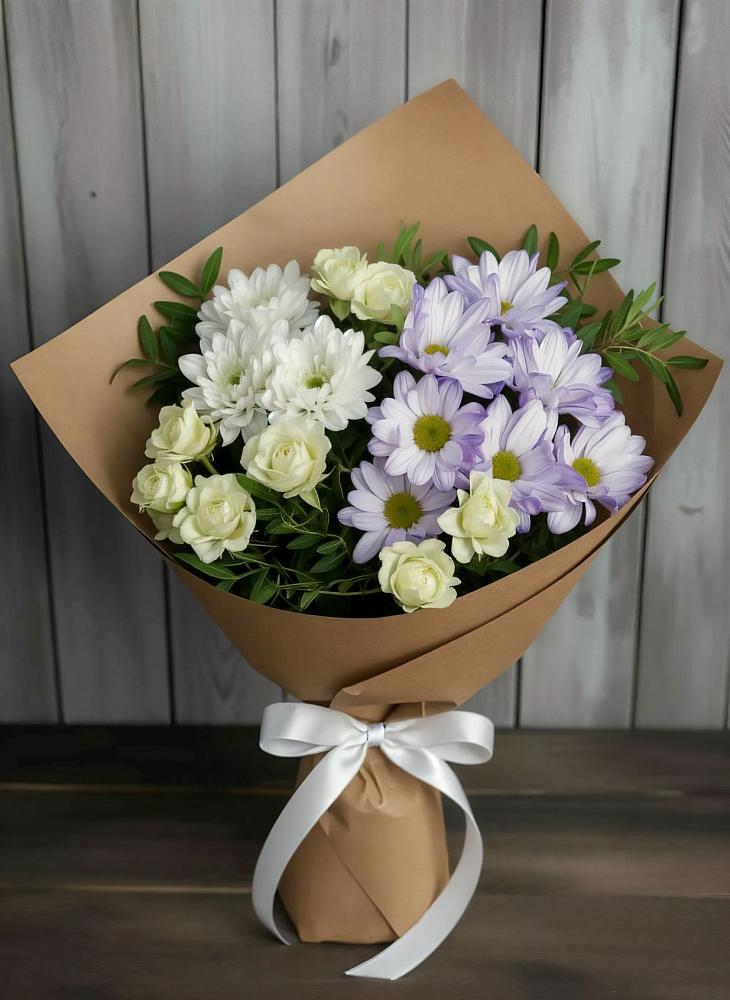 Букет цветов из: Хризантемы и Розы в Острогожске